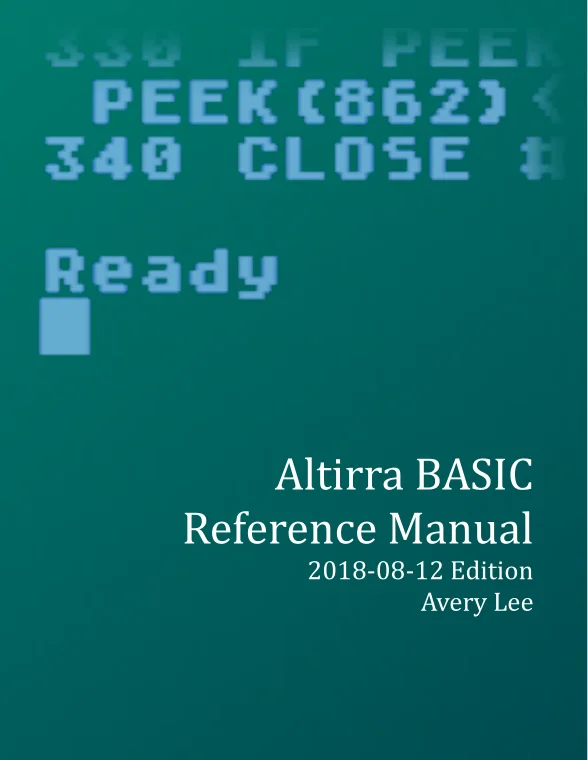 First page of Altirra BASIC Reference Manual — August 12, 2018