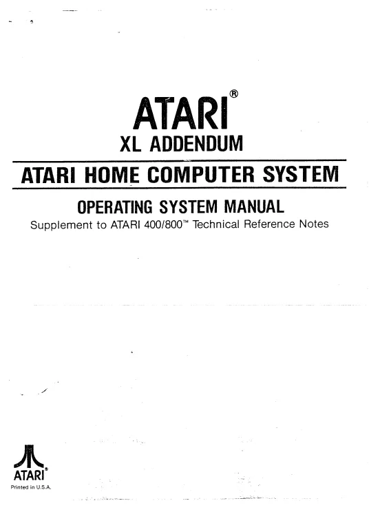 First page of Atari XL Operating System Addendum