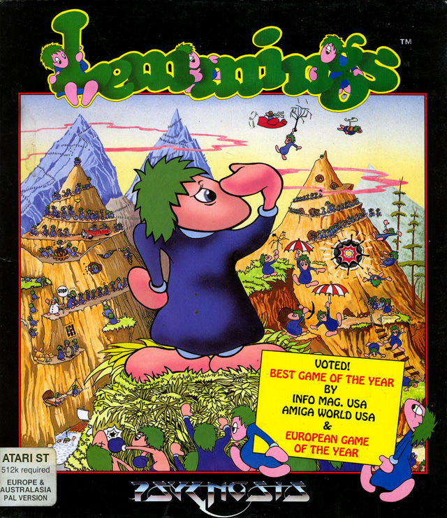 Lemmings Atari ST box cover