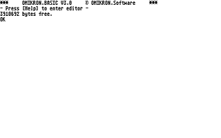 Omikron BASIC 3.0 startup screen on Atari ST