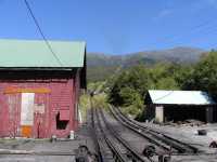 A view looking up the cog railway from the shop