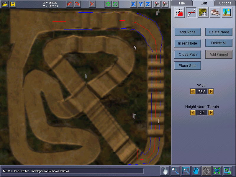 Track spline displayed in Armadillo