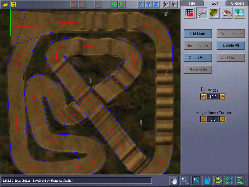 Completed track path with funnel and gates