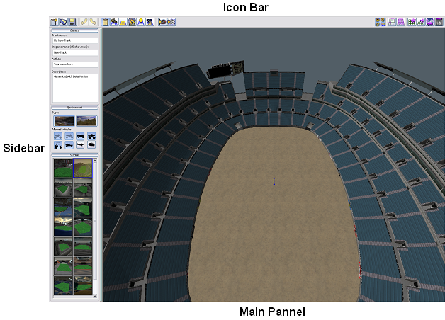 The Unleashed Track Editor showing the icon bar, sidebar and main panel
